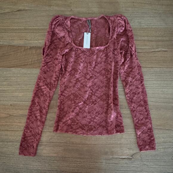 Anthropologie Puff-Sleeve Sheer Lace Top - Size XXS - Picture 2 of 6